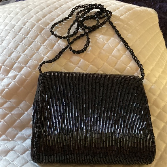 Vintage black beaded evening bag - Picture 2 of 6